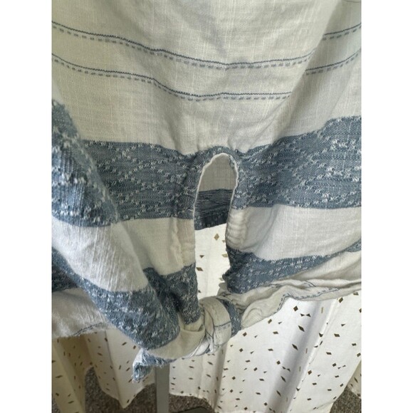 Roxy Women's 100% Cotton Striped Off Shoulder Tie Front Semi Sheer Top L - Picture 5 of 8